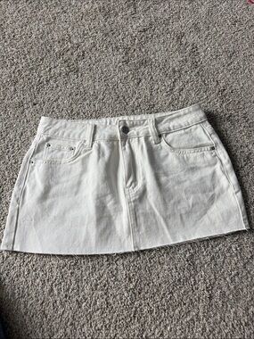 Women's White Denim Mini Skirt - Clean Casual Style